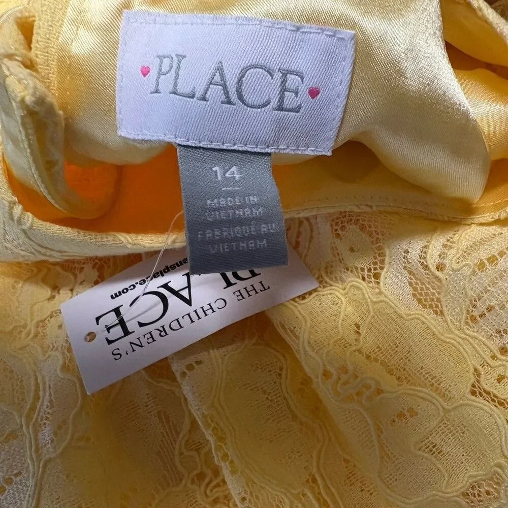 The Childrens Place Girls Yellow Lace Dress Size 14 Sleeveless Easter Party - Picture 5 of 6
